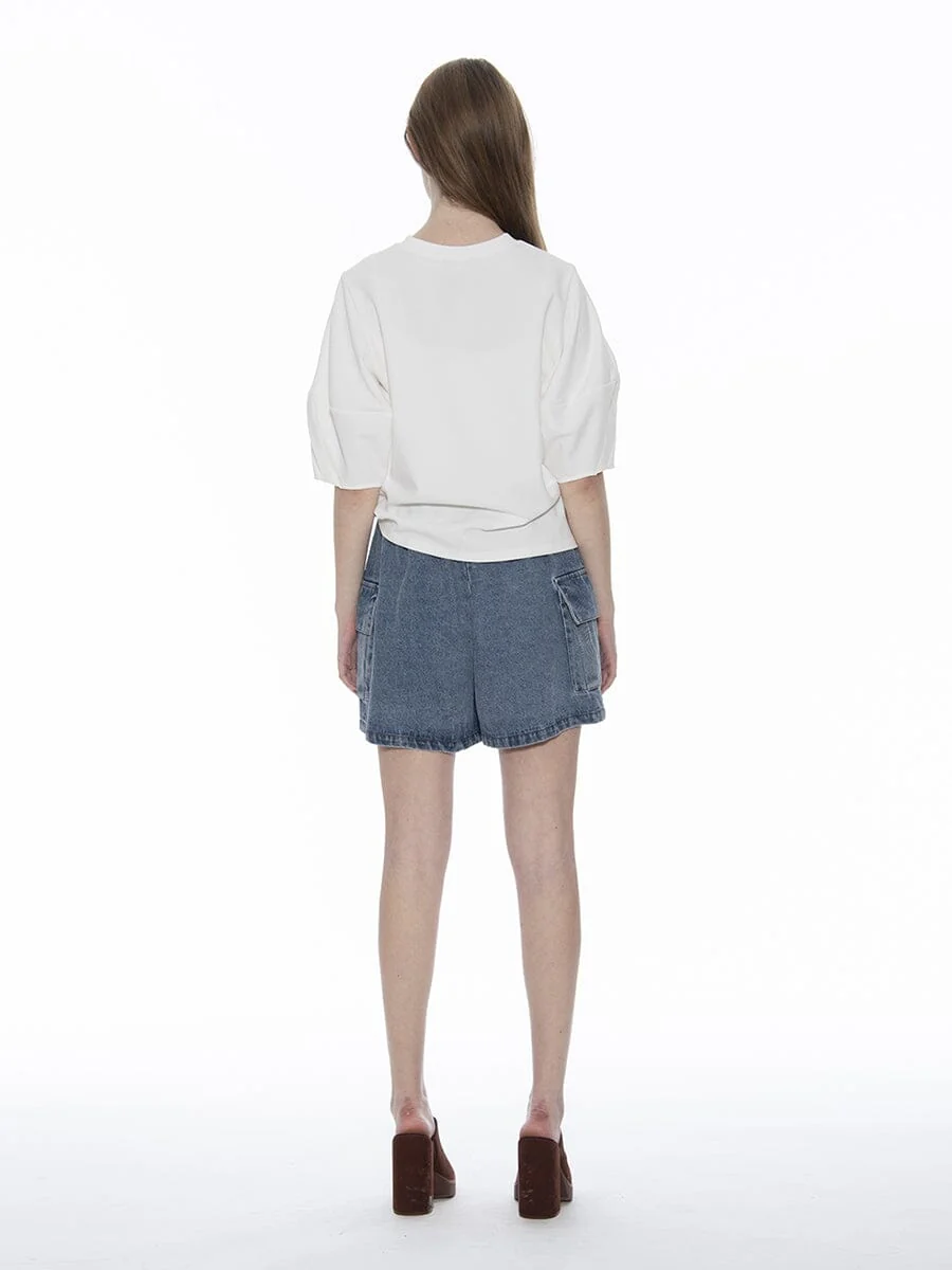 Abstract Face Embroidered Puff Sleeve Top - Image 4