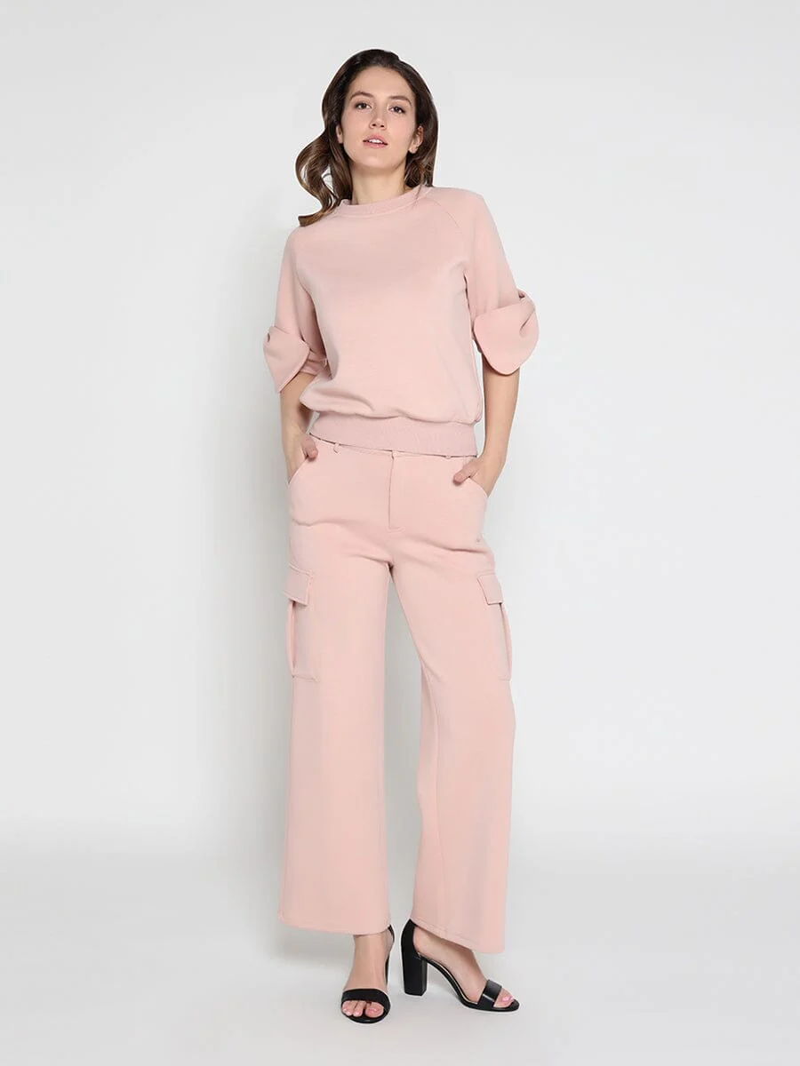 Bow detail sleeve round neck solid top - Image 6