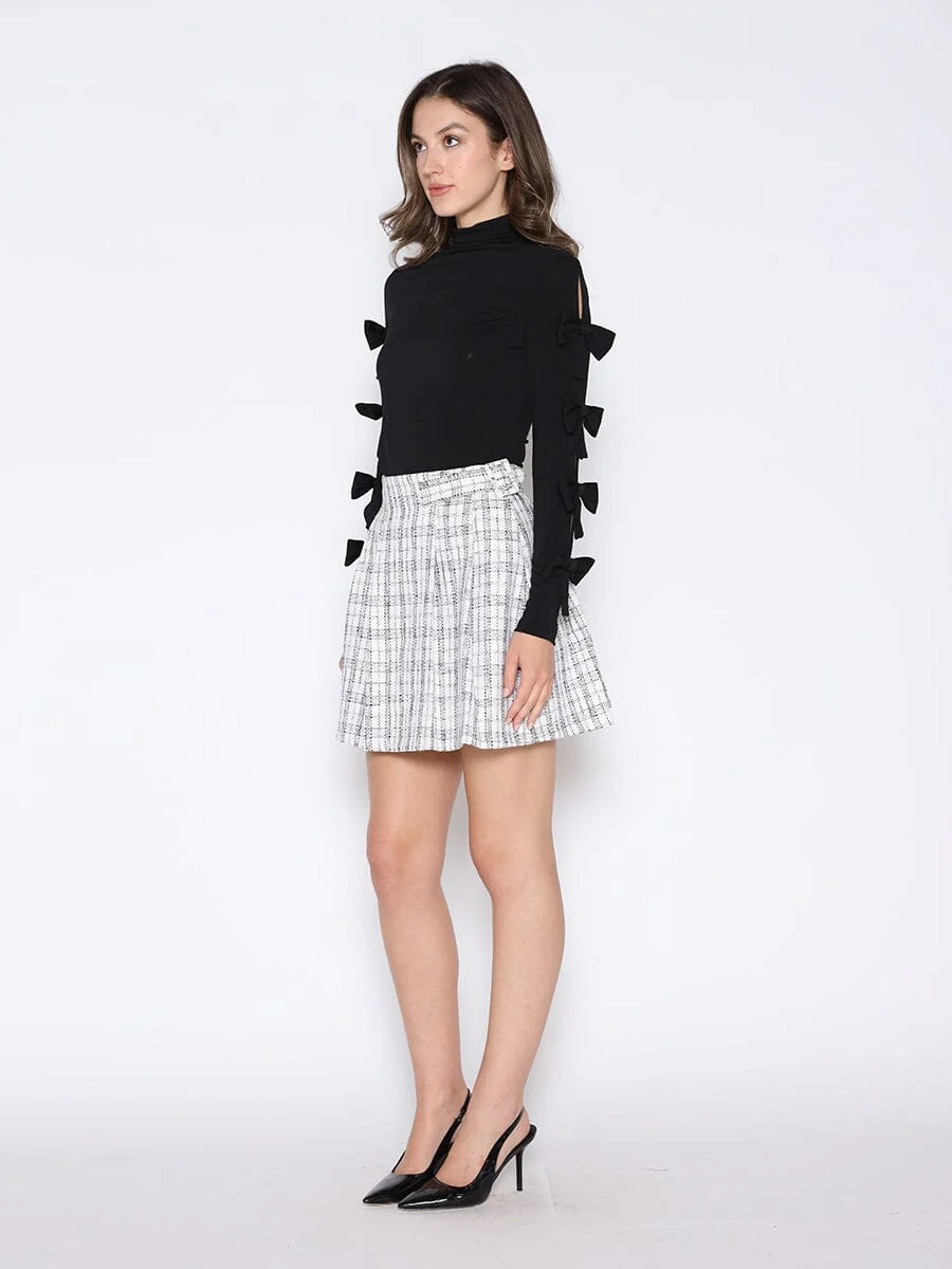 Bow Tie Sleeve Detailed Mock Neck Top - Image 3