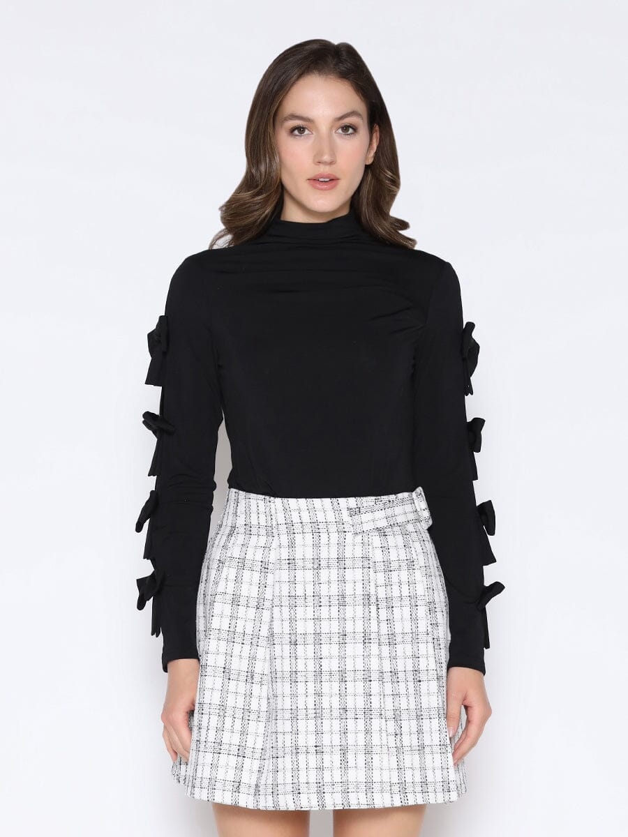 Bow Tie Sleeve Detailed Mock Neck Top - Image 5