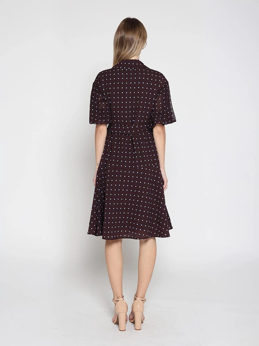 Brown polka dot wrap dress - Image 4