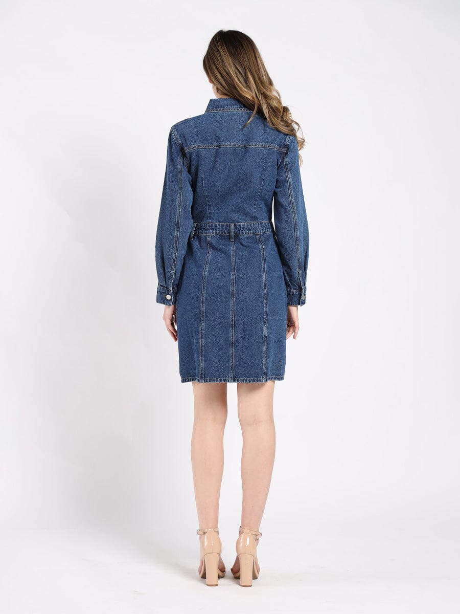 Button-Down Denim Shirt Dress - Image 4