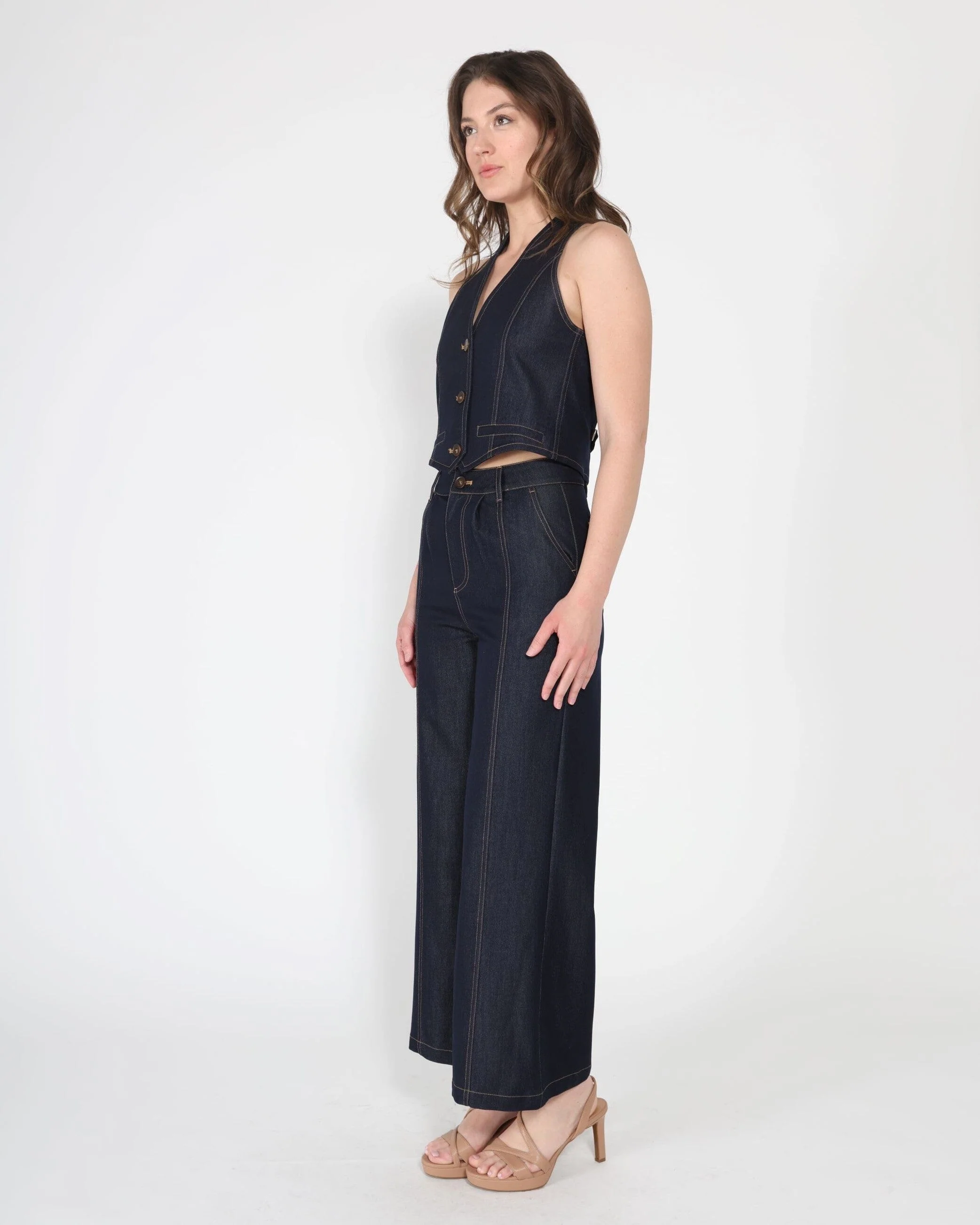 Button down halter neck sleeveless vest - Image 3
