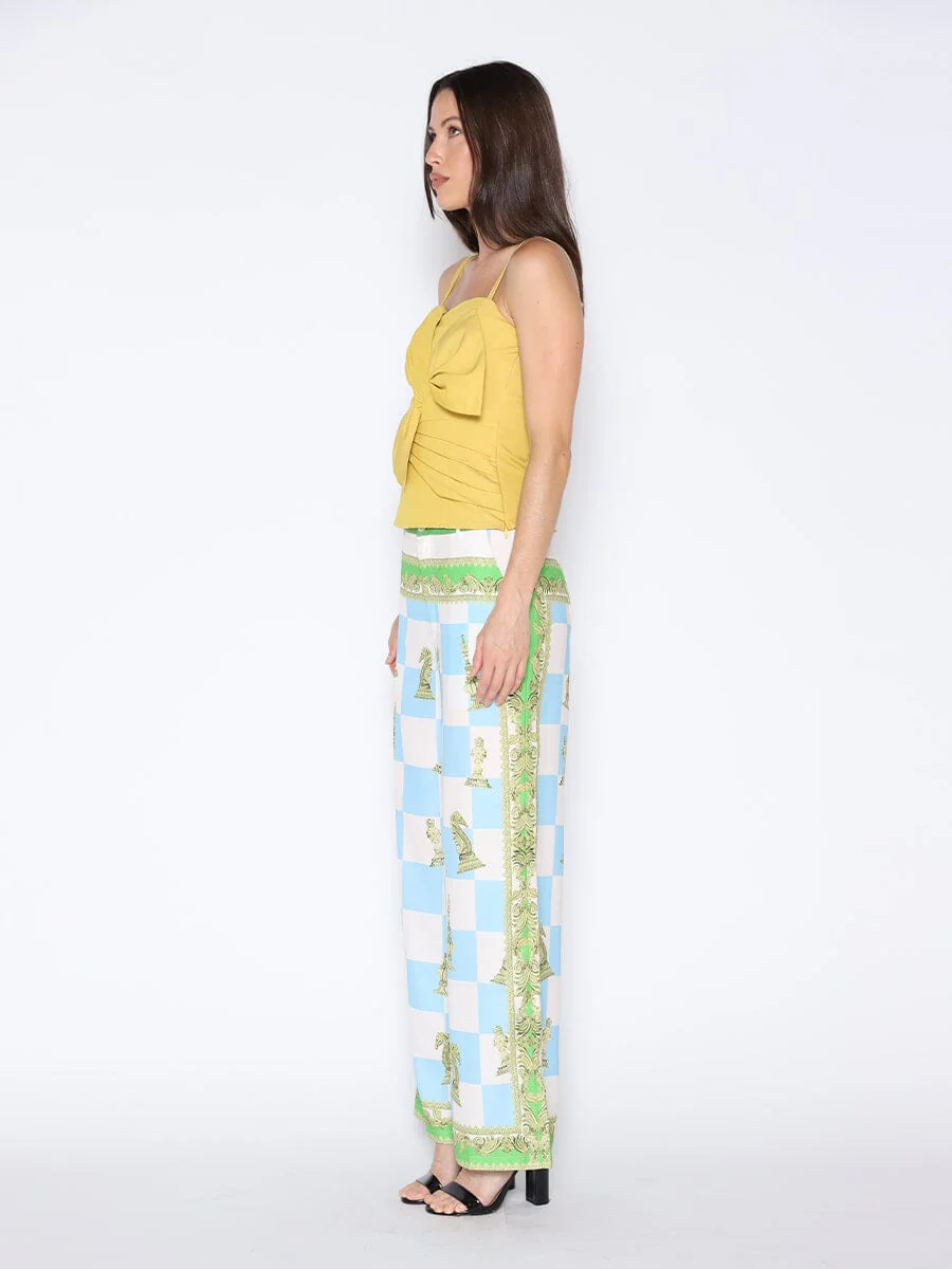 Checkmate Print Satin Pajama Pants - Image 3