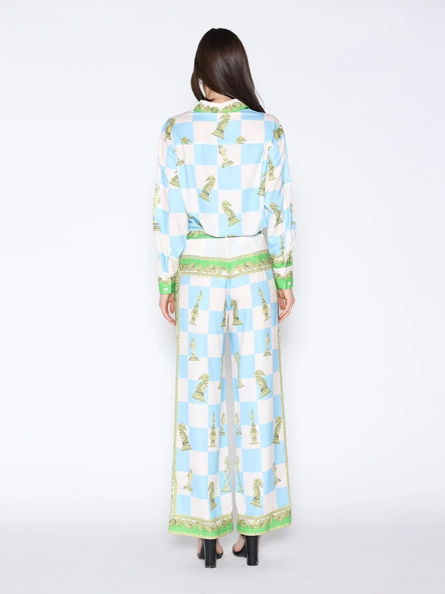 Checkmate Satin Long Sleeve Button Down Shirt - Image 4