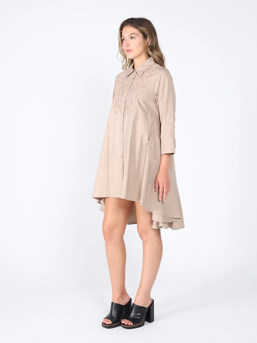 Chest Lace Work Front Button Open Dress - Image 6