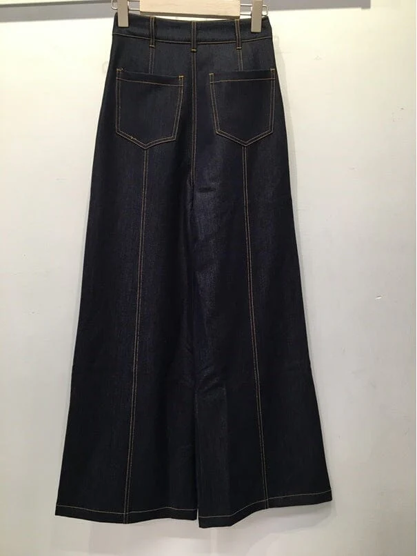 Contrast stitch wide leg casual pants - Image 2
