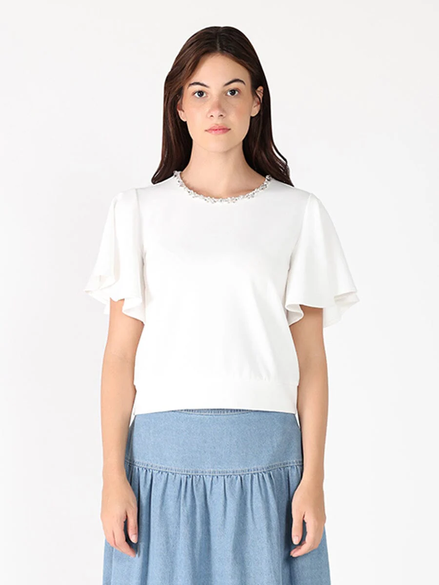 Crystal Embroidered Crewneck Top - Image 5