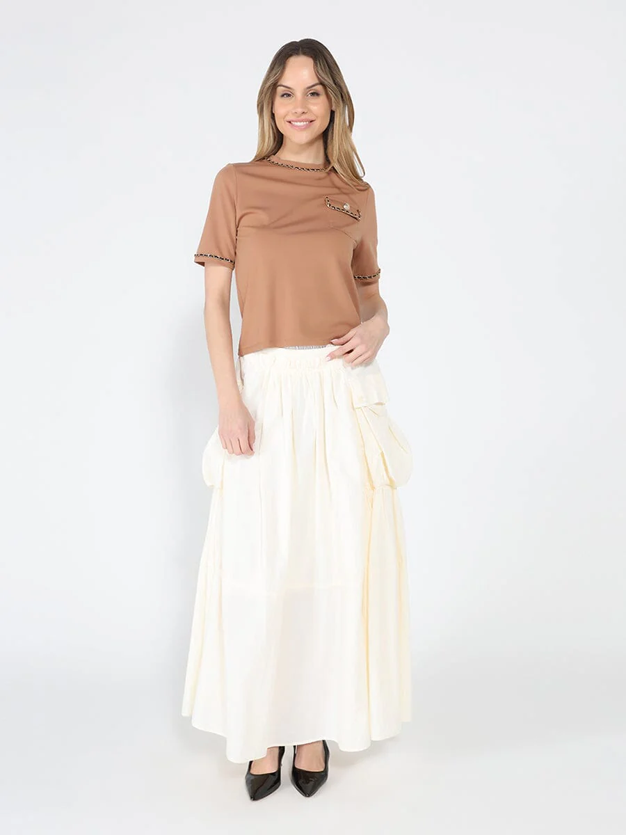 Embellished Chain Link Trim Short Sleeve Top - Image 14