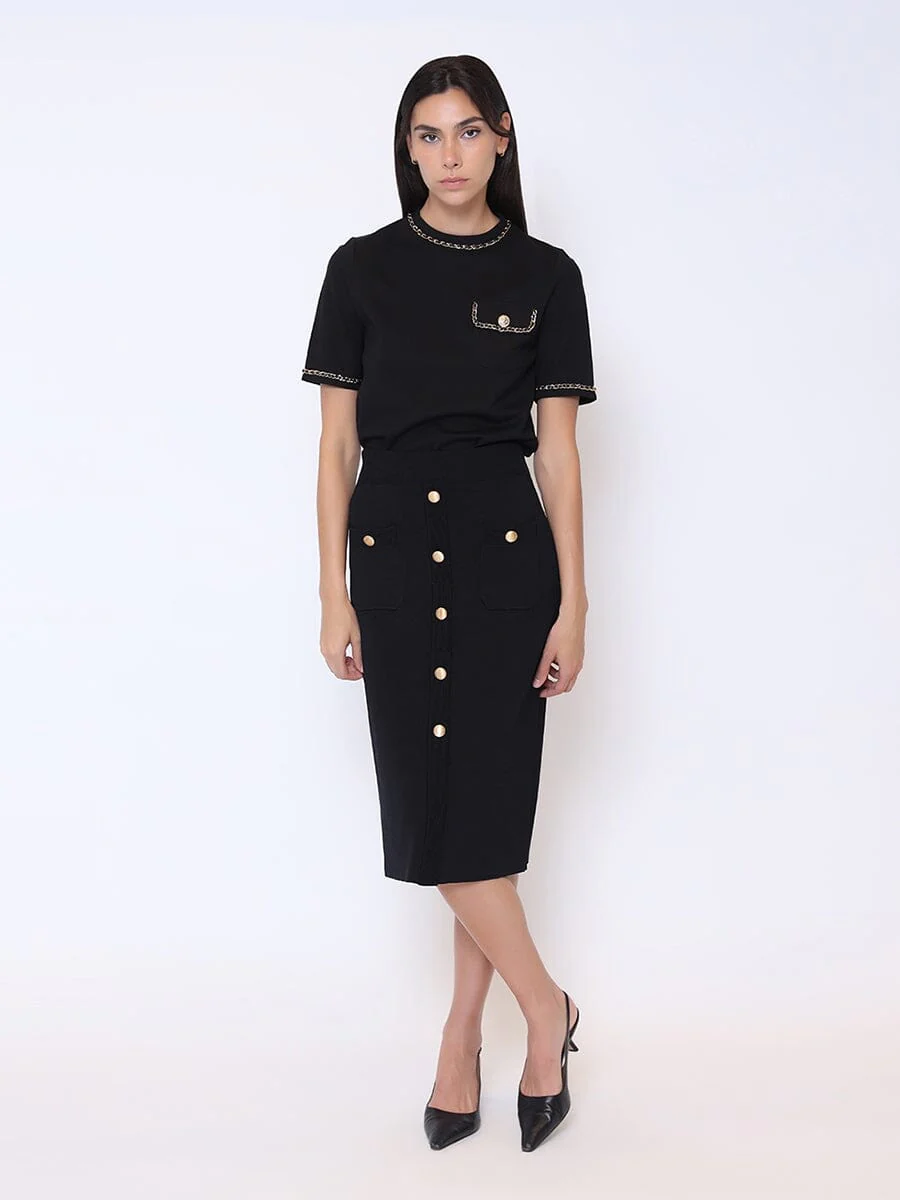 Embellished Chain Link Trim Short Sleeve Top - Image 18