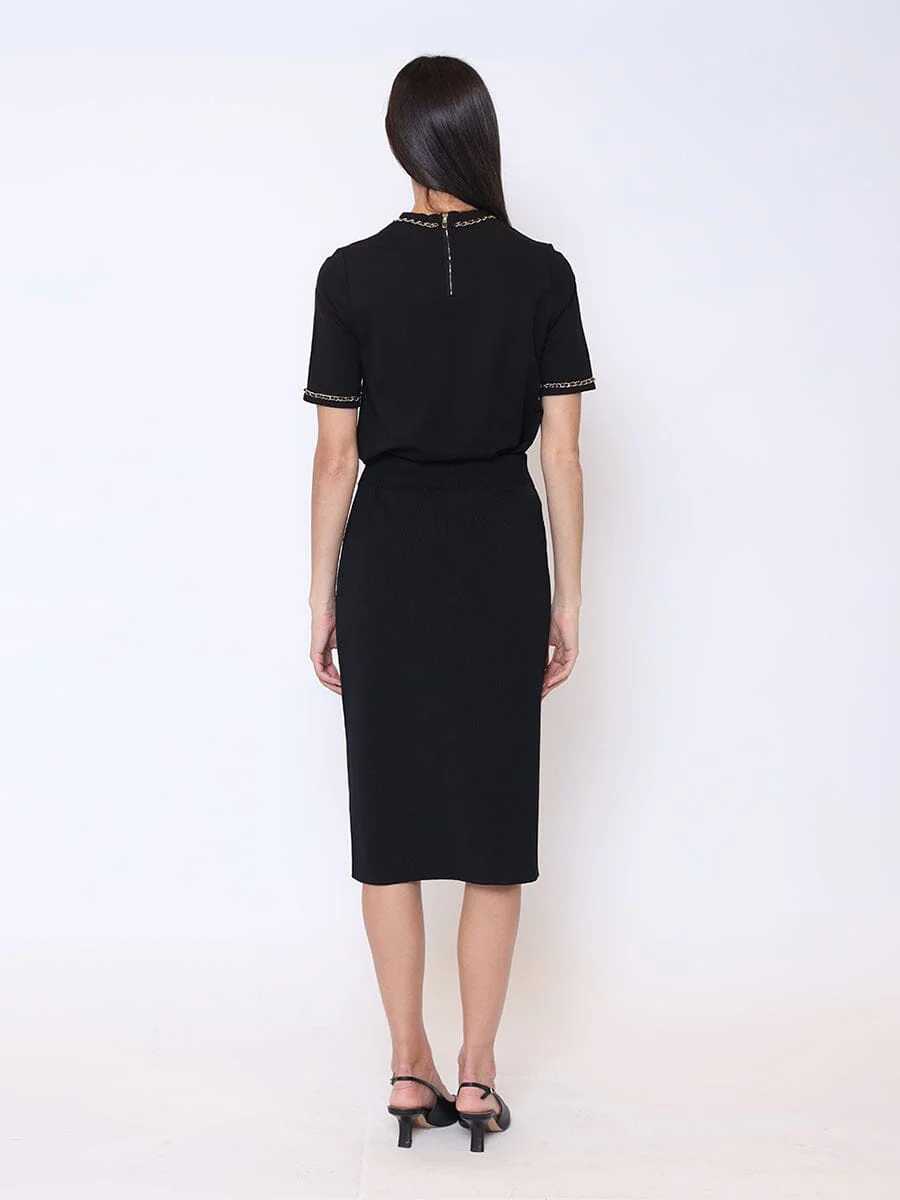 Embellished Chain Link Trim Short Sleeve Top - Image 20