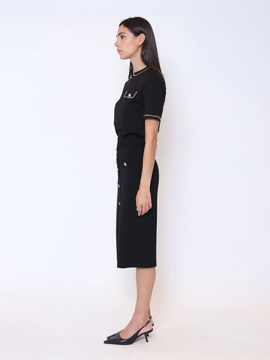 Embellished Chain Link Trim Short Sleeve Top - Image 23