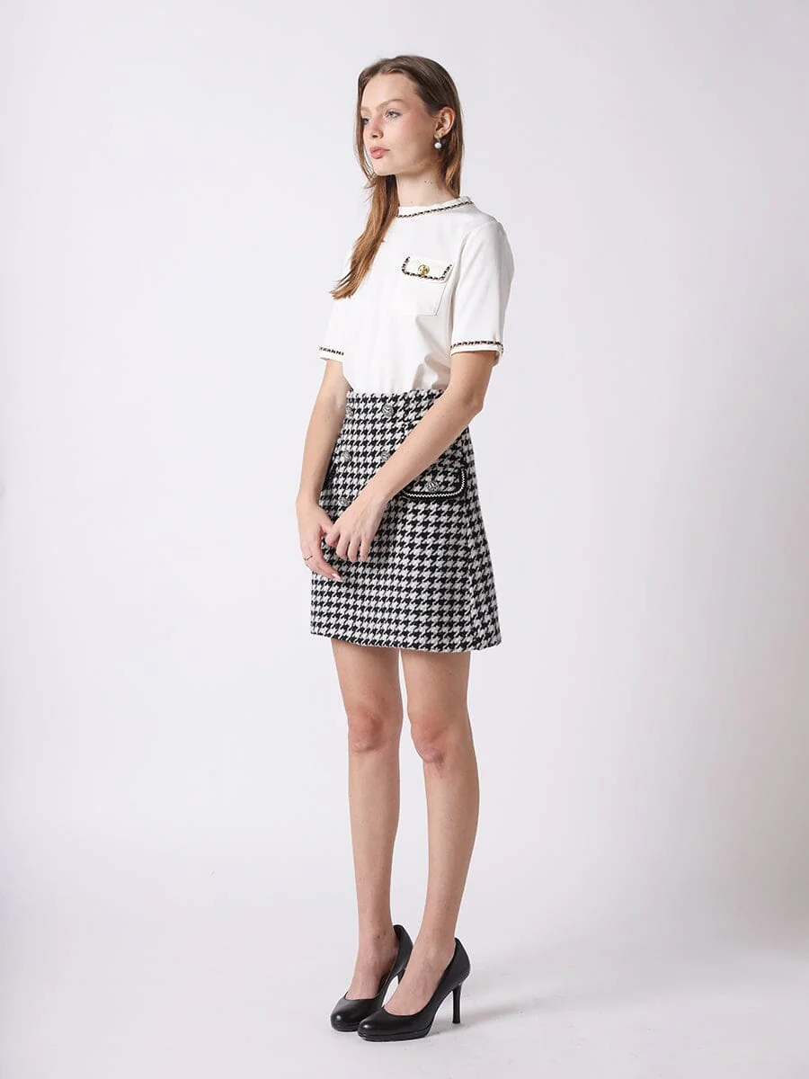 Embellished Chain Link Trim Short Sleeve Top - Image 3