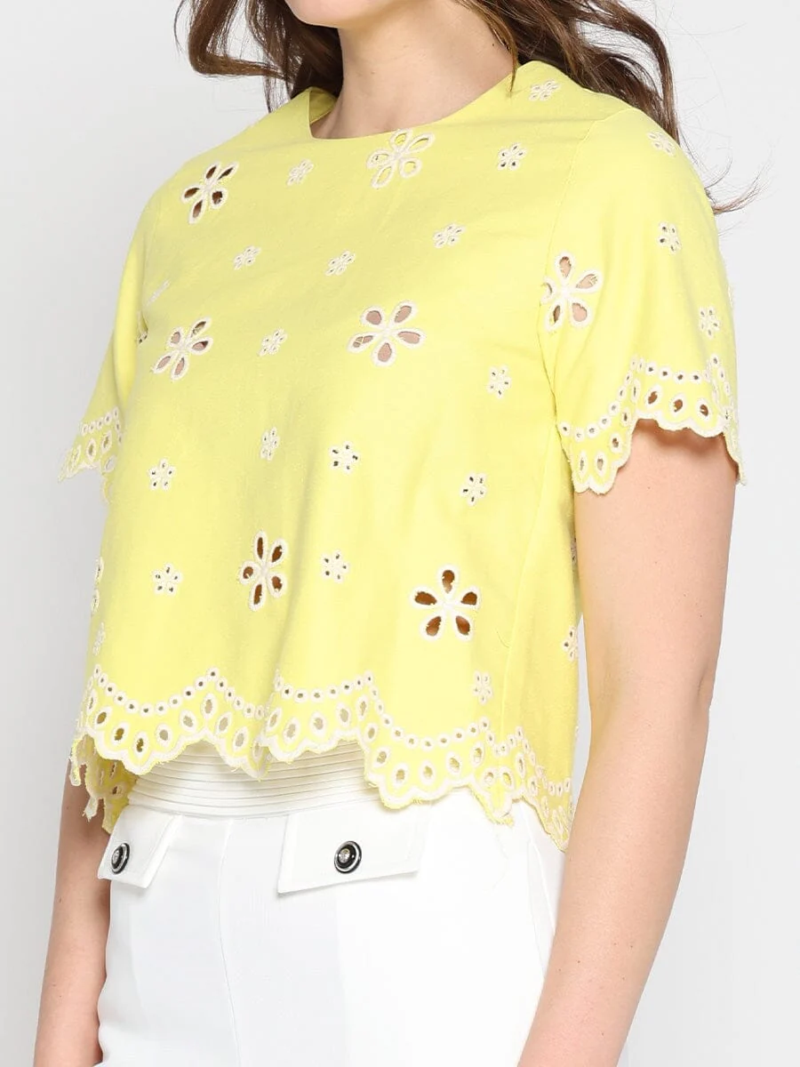 Embroidered eyelet crop top - Image 3