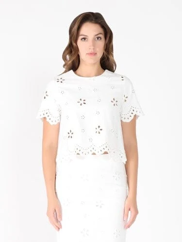 Embroidered eyelet crop top - Image 5