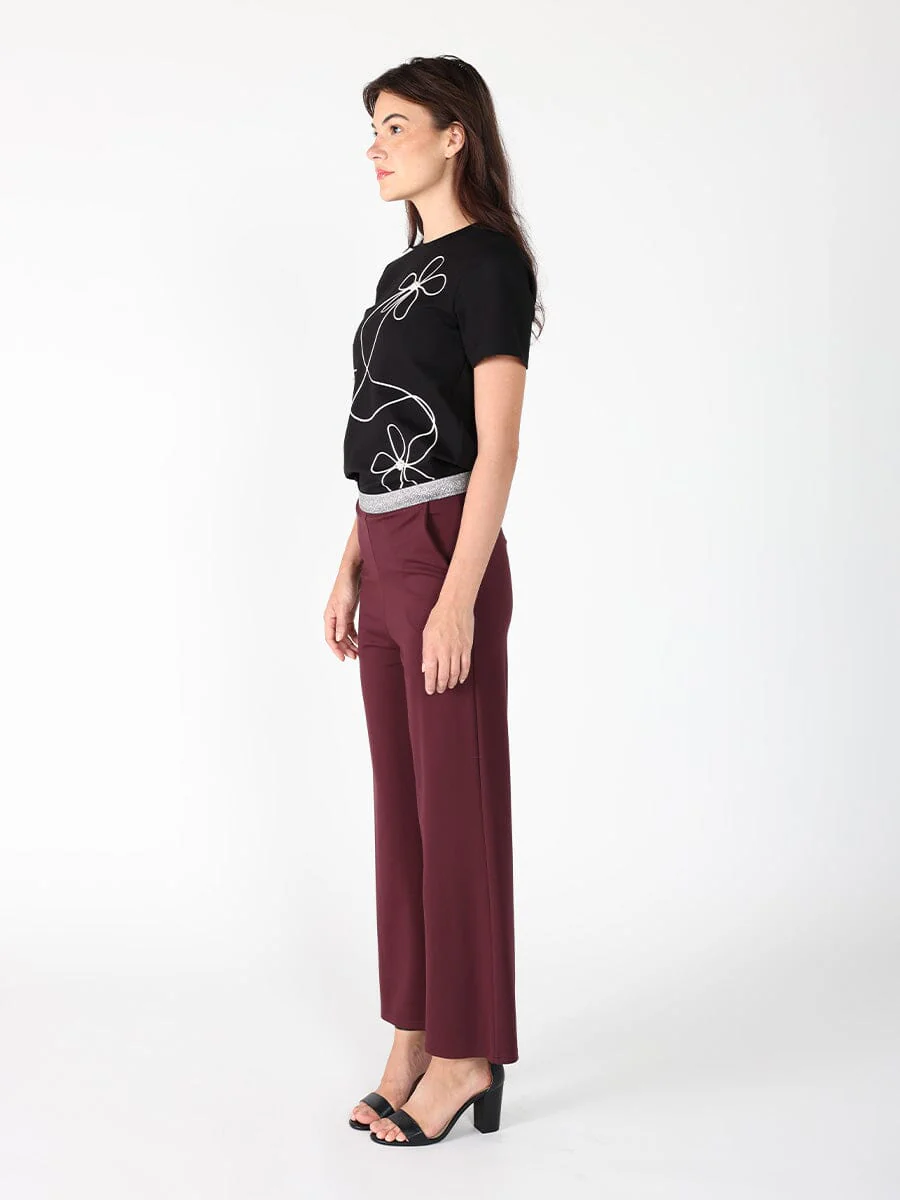 Floral Embroidered Crew Neck Top - Image 3