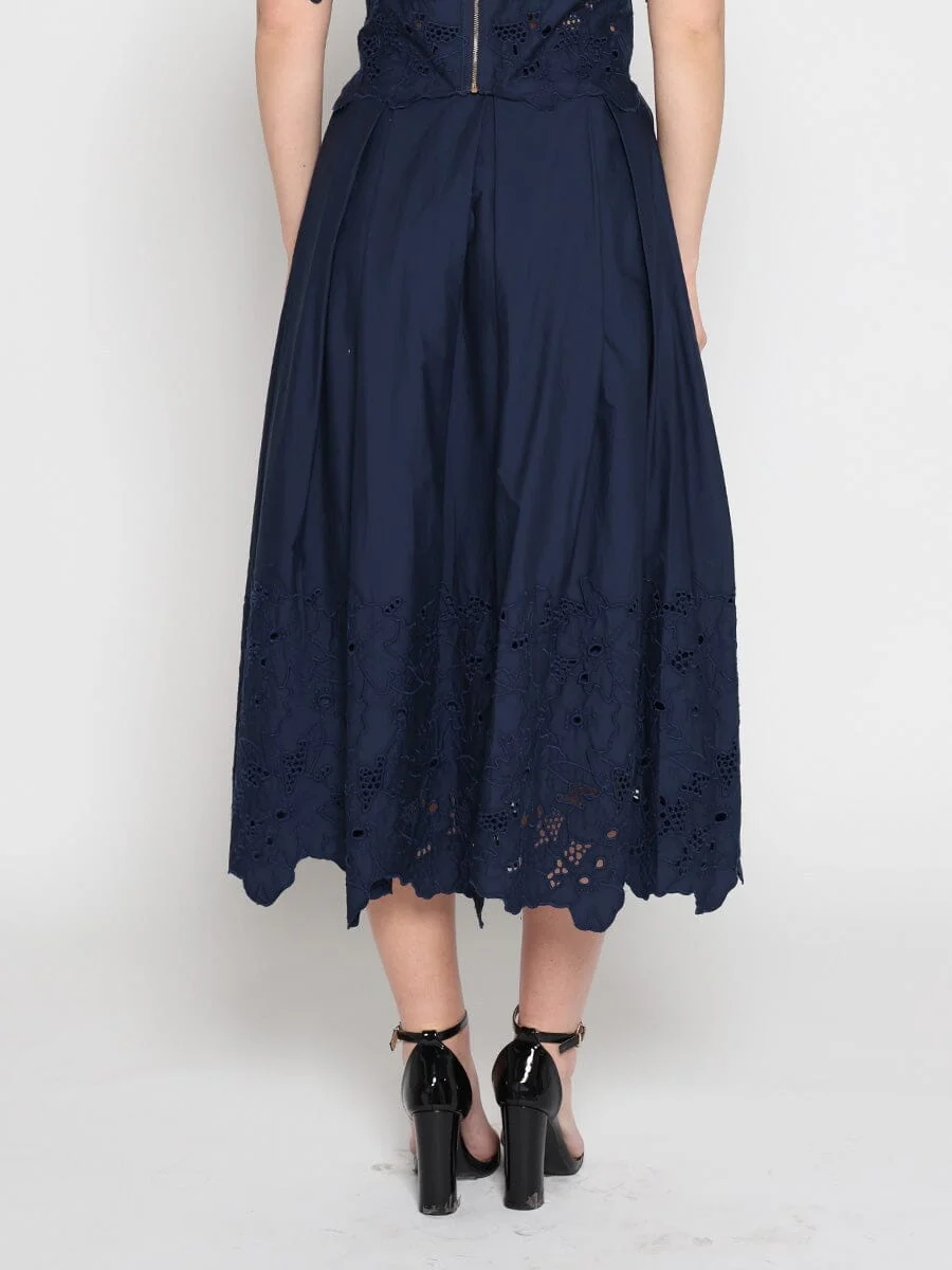 Floral Lace Embroidered Hem A-Line Maxi Skirt - Image 8