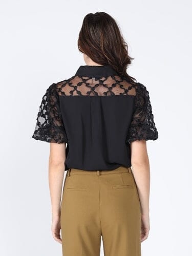 Floral mesh sleeve top - Image 4