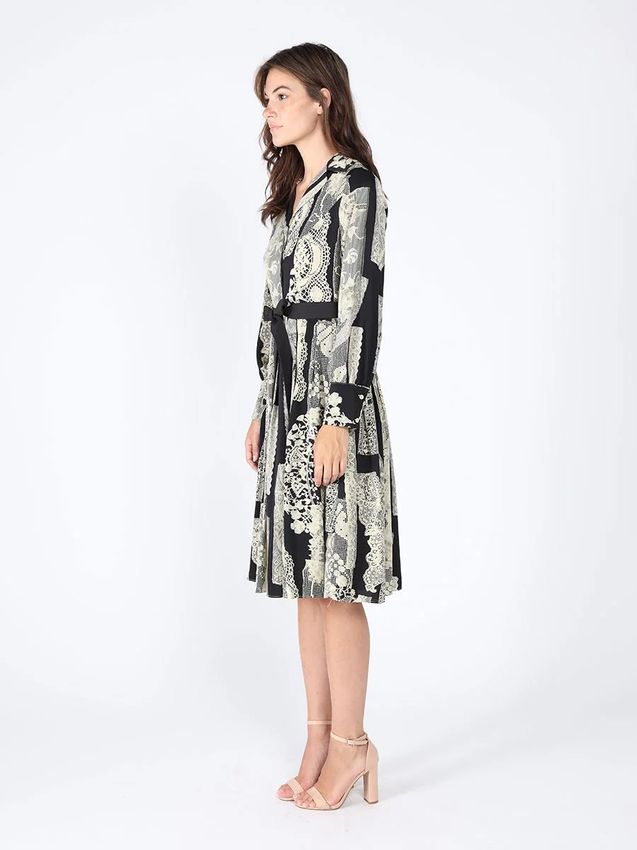 Floral print polyster belt dress - Image 5