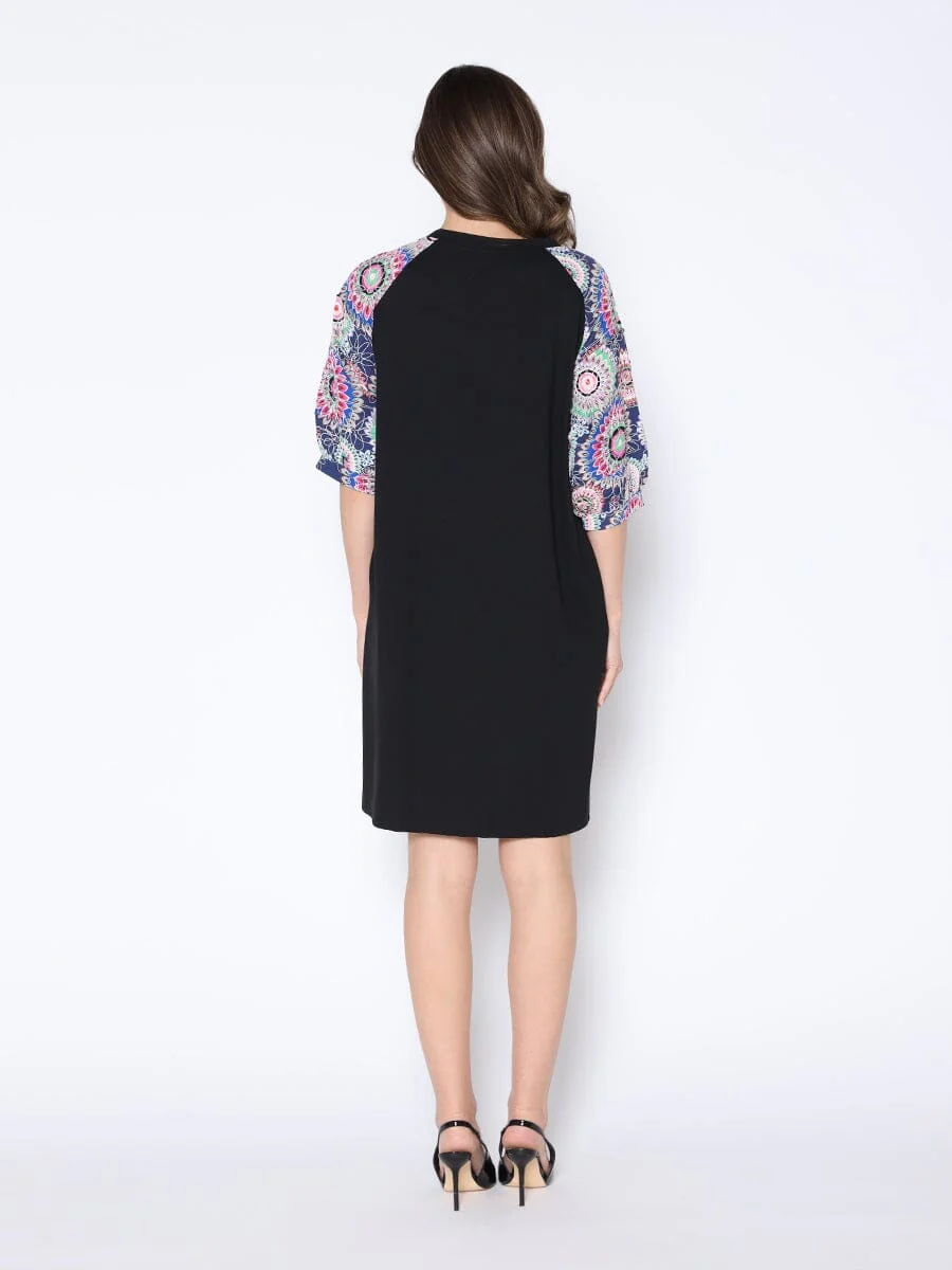 Floral Print Sewing Sleeves Sectioned Mini Dress - Image 4