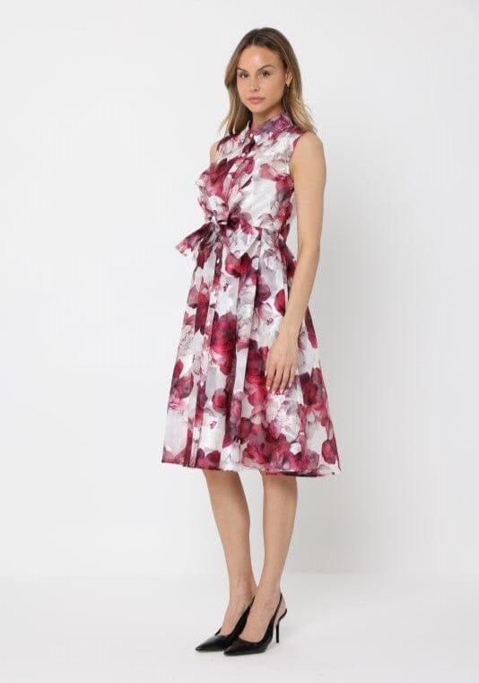 Floral Print Sleeveless Button Down Midi Dress - Image 3