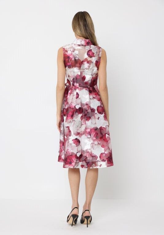 Floral Print Sleeveless Button Down Midi Dress - Image 4