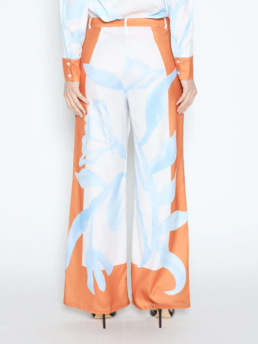 Floral Print Wide Leg Pajama Set Pants - Image 4