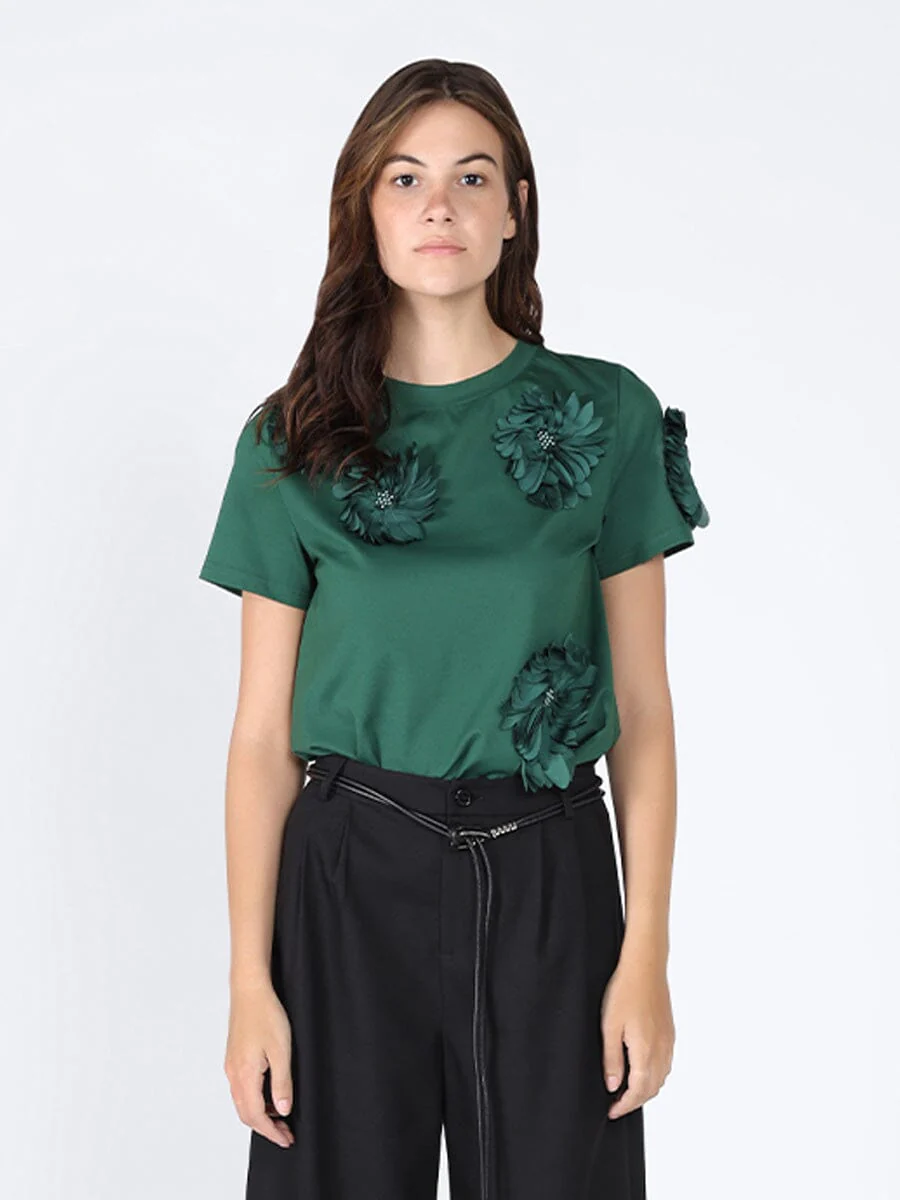 Floral Short Sleeve Round Neck T-shirt