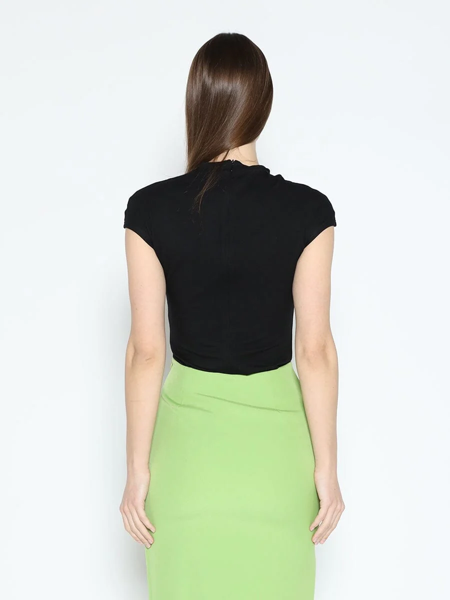 Flower Applique Mock Neck Cap Sleeve Top - Image 4