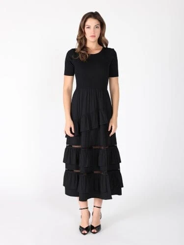Half Knit Fabric Long Dress - Image 8