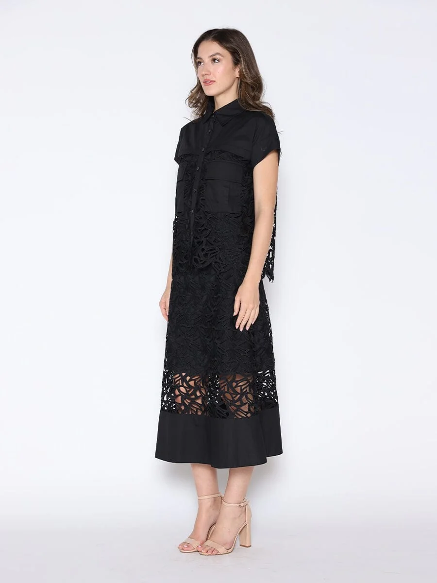 Hollow-Out Lace Embroidered Front Pocket Top - Image 3