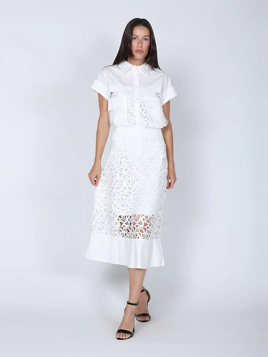 Hollow-Out Lace Embroidered Front Pocket Top - Image 6