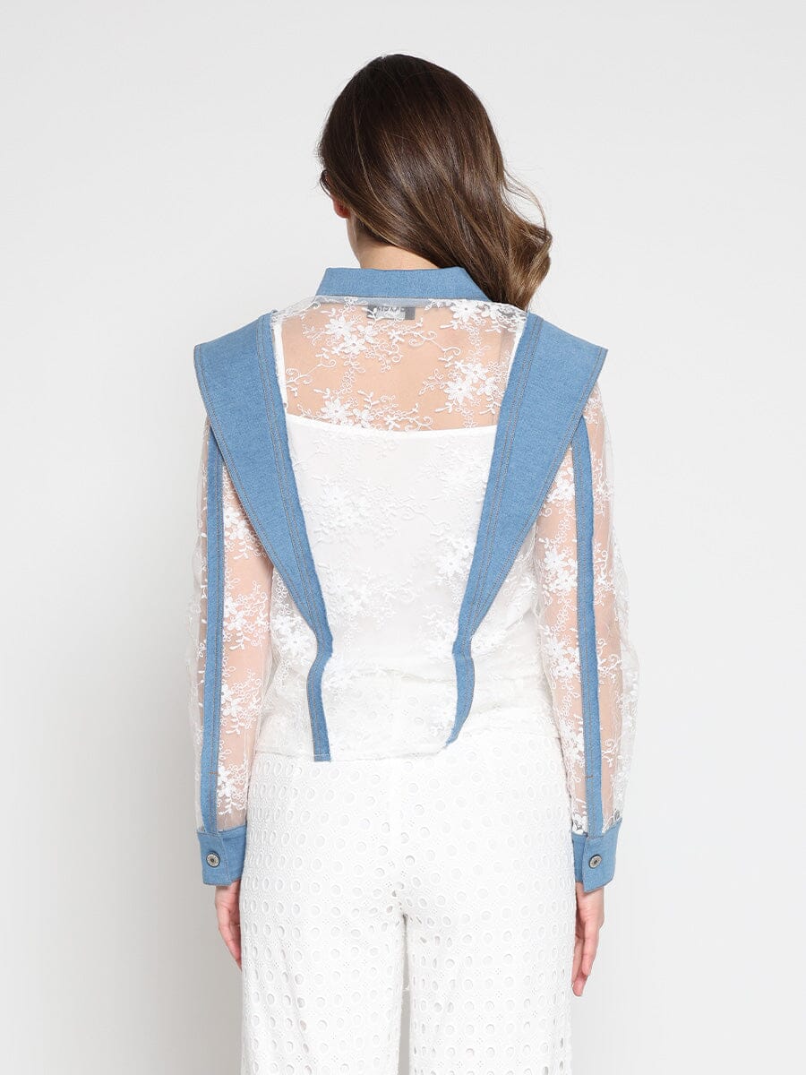 Lace and Denim Button-up Shirt - Image 4