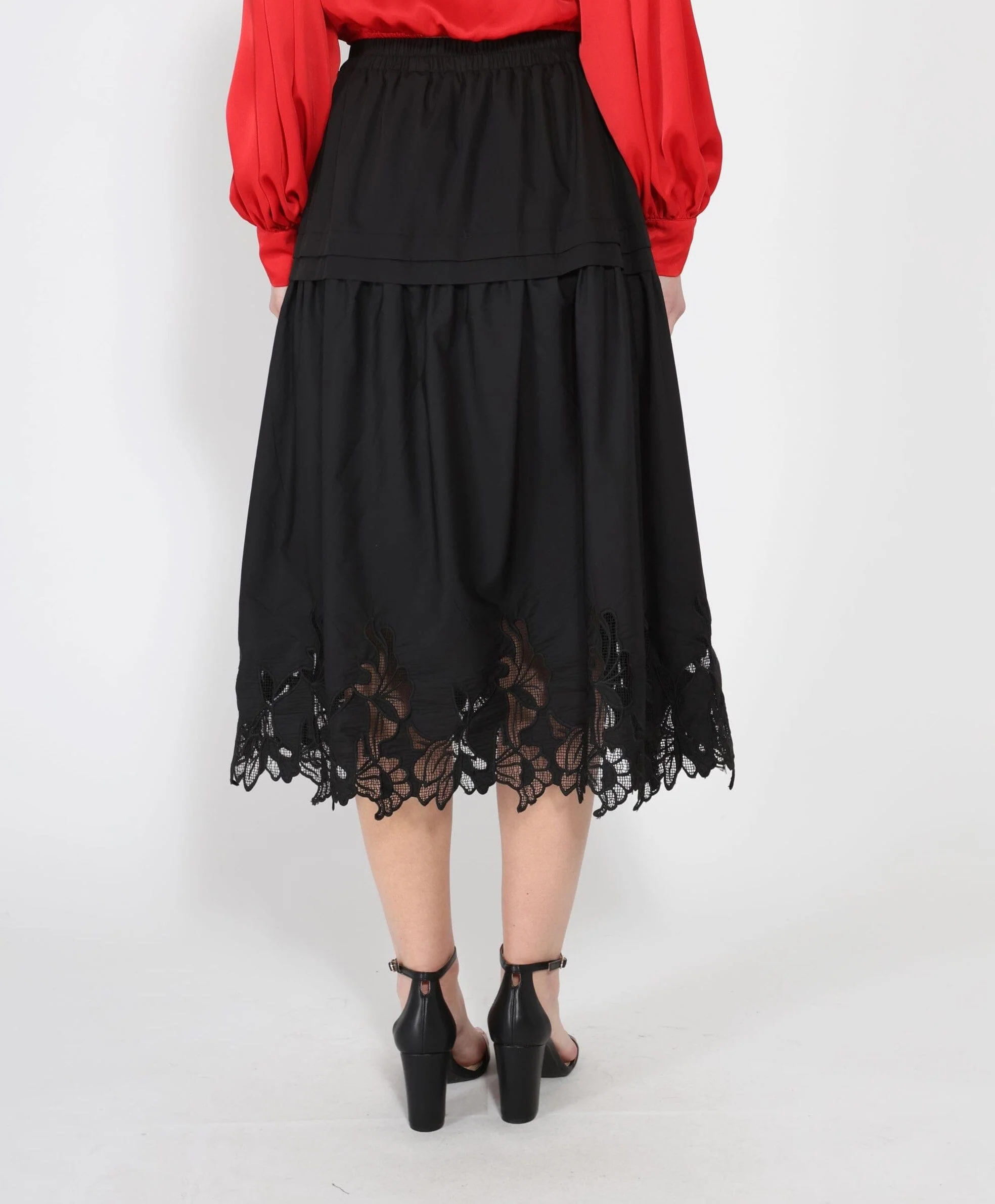Lace Hem Elastic Waist Skirt - Image 4