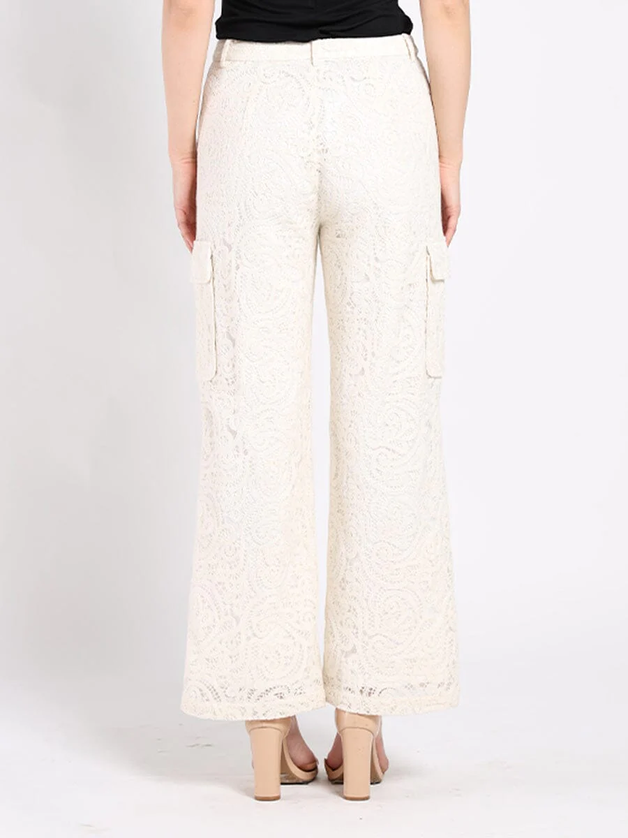 Lace Print Cargo Long Pants - Image 4