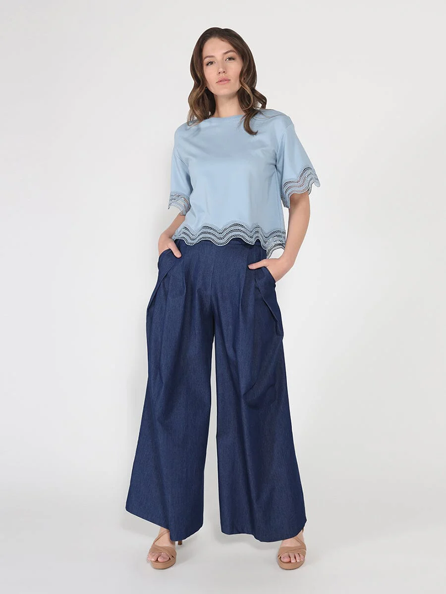 Lace Wavy Hem Short Sleeve T-Shirt - Image 10