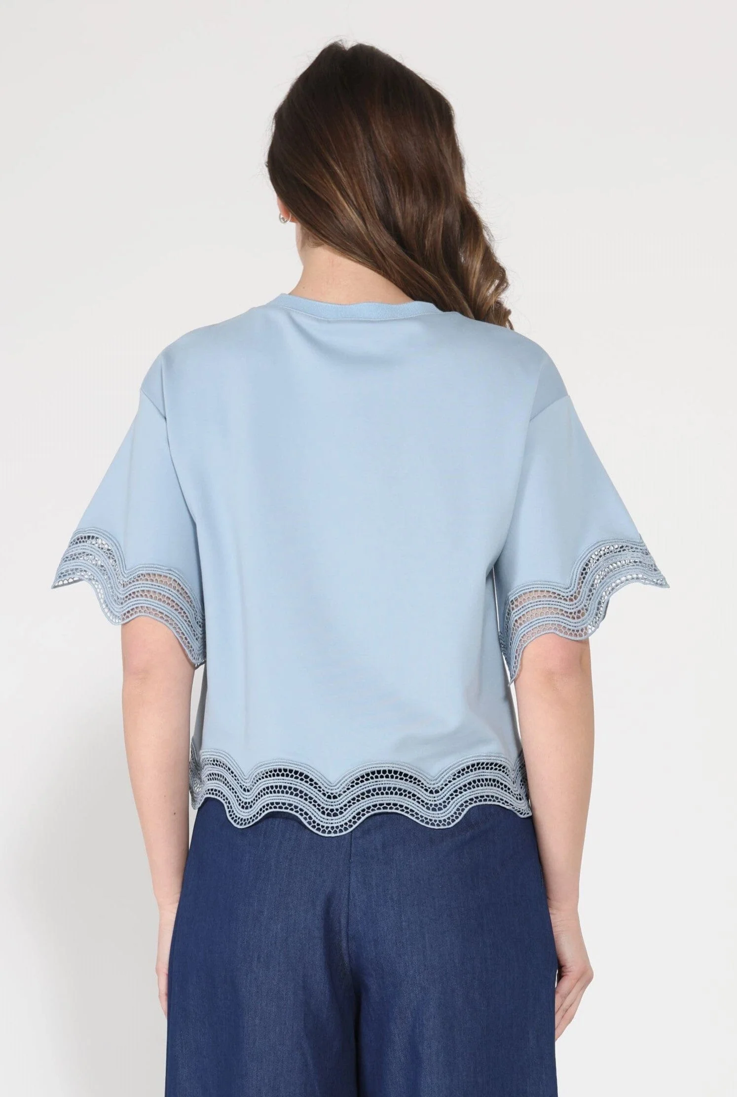 Lace Wavy Hem Short Sleeve T-Shirt - Image 12