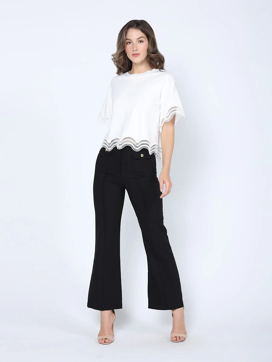 Lace Wavy Hem Short Sleeve T-Shirt - Image 14