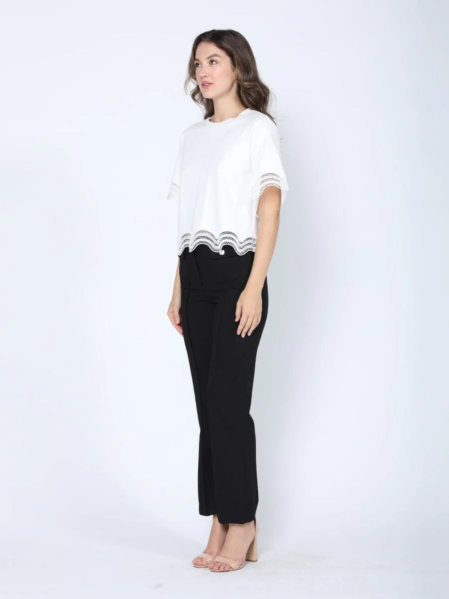 Lace Wavy Hem Short Sleeve T-Shirt - Image 15