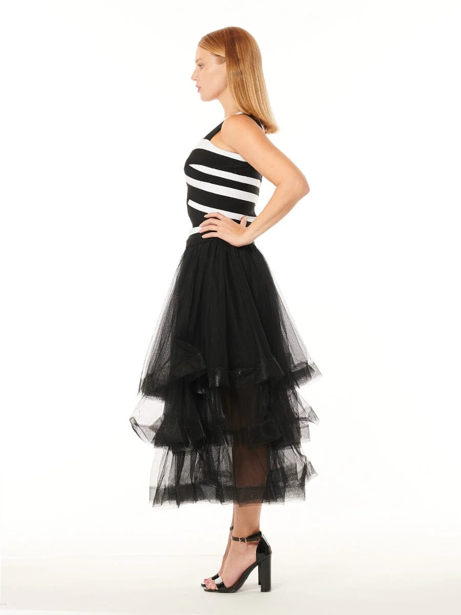 Mesh Skirt With Tiered Ruffle - Image 3
