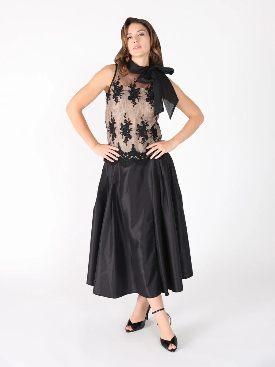 Organza-Like Neck Tie Sleeveless See-Through Top - Image 2