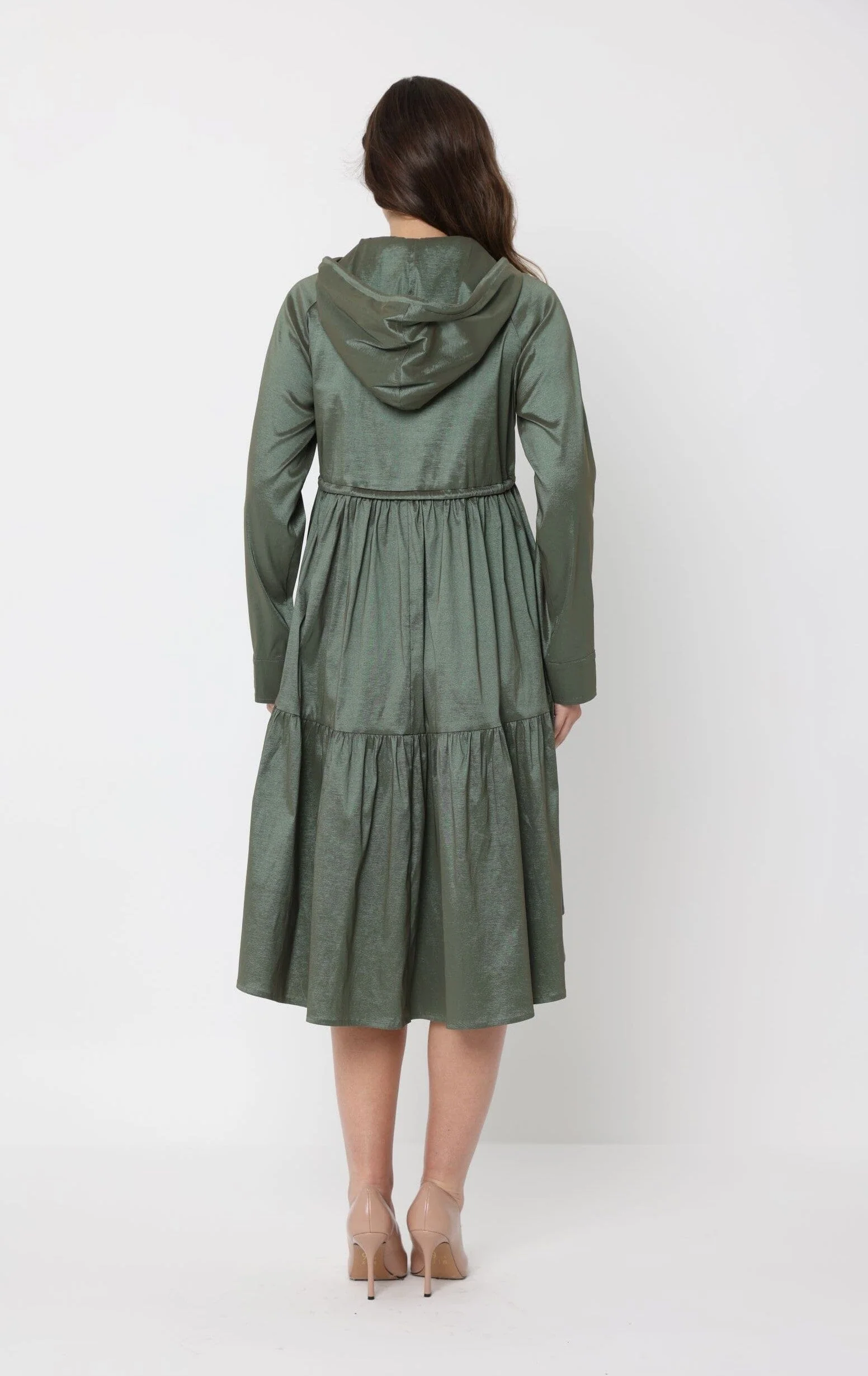 Parachute Gathered Hoodie Dress With Drawstring - Image 4