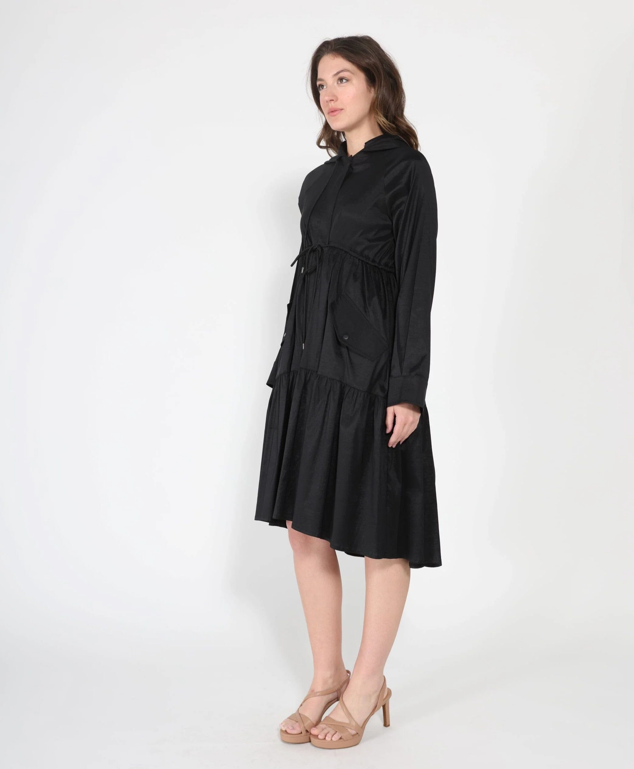 Parachute Gathered Hoodie Dress With Drawstring - Image 7