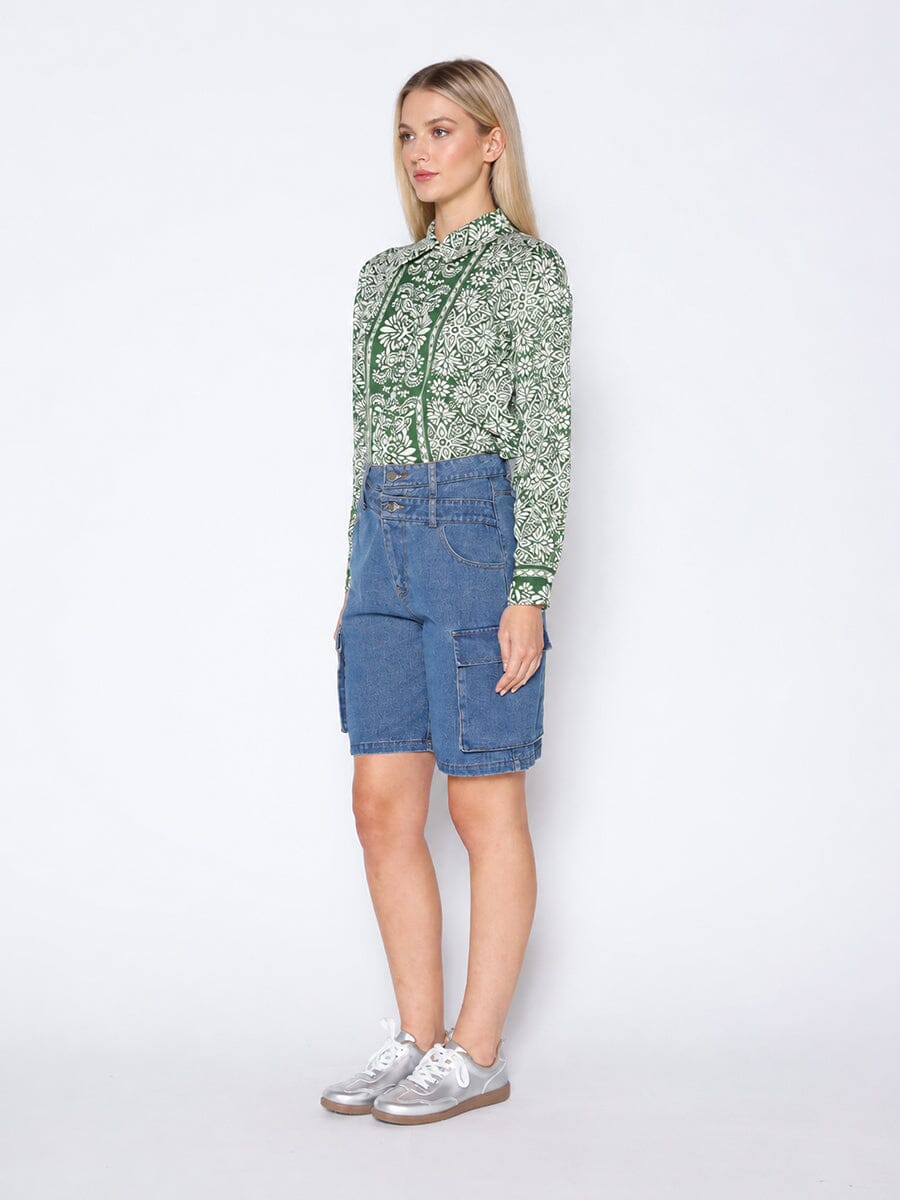 Printed Long Sleeved Button-Down Top - Image 3