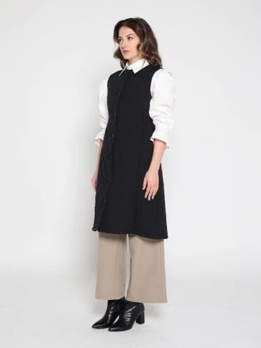 Quilted Sleeveless Long Vest - Image 7