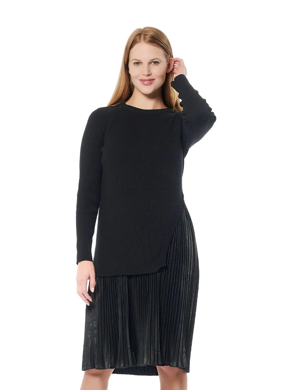 Ribbed Top Layered with Pleated Underdress - Image 4
