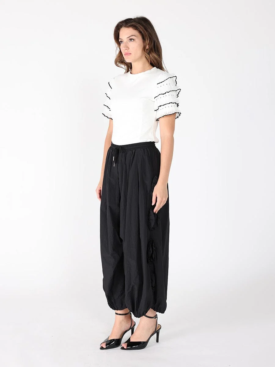 Round Neckline Tiered Short Sleeve Top - Image 3