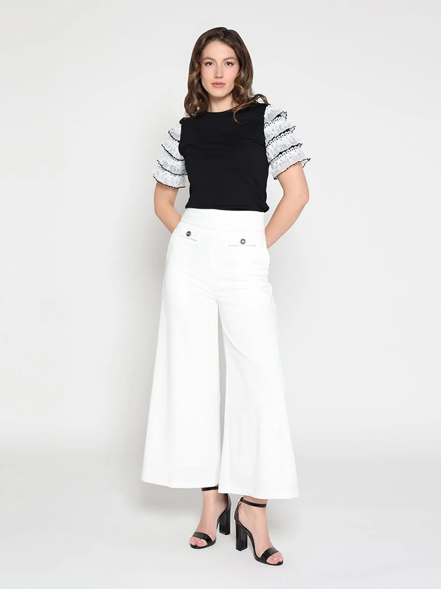 Round Neckline Tiered Short Sleeve Top - Image 6