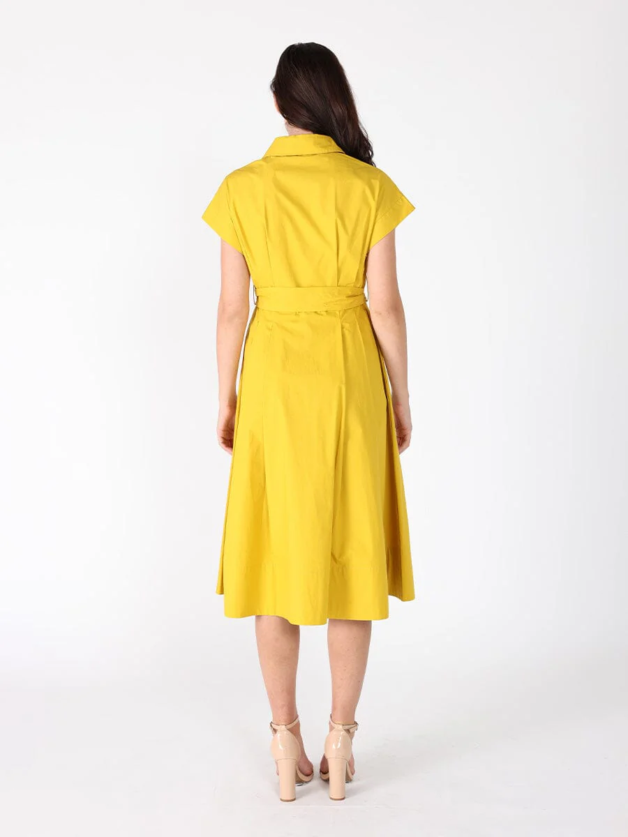 Short Sleeve Front Pockets Dress with Belt - Image 4