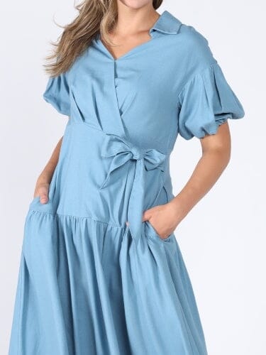 Side waist belt short sleeve dress - Image 3